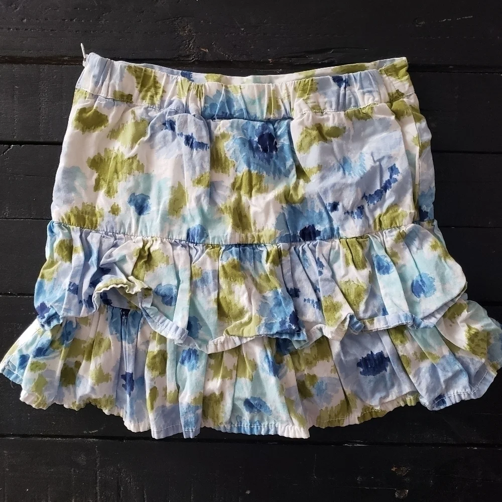 Gymboree Little Girls 6 Blue Green Watercolor Floral Ruffle Skirt